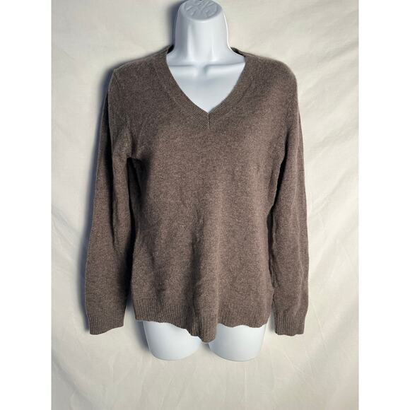 Alashan 100% Cashmere V-Neck Sweater Brown Taupe Size Small - Picture 1 of 6